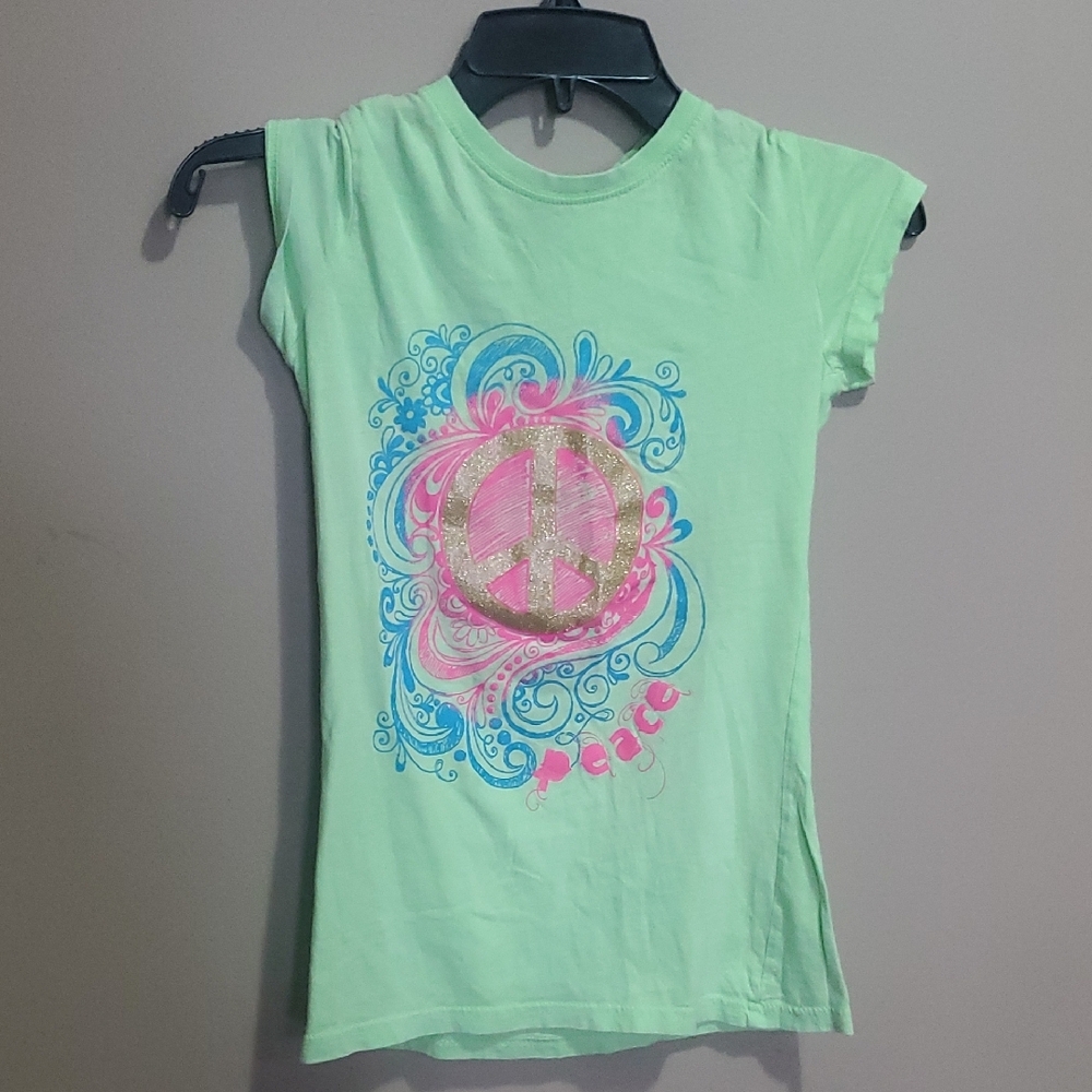Peace Graphic Kids T-Shirt - Green Size Medium